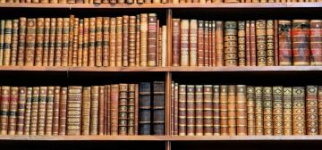 Bookshelf with antique books